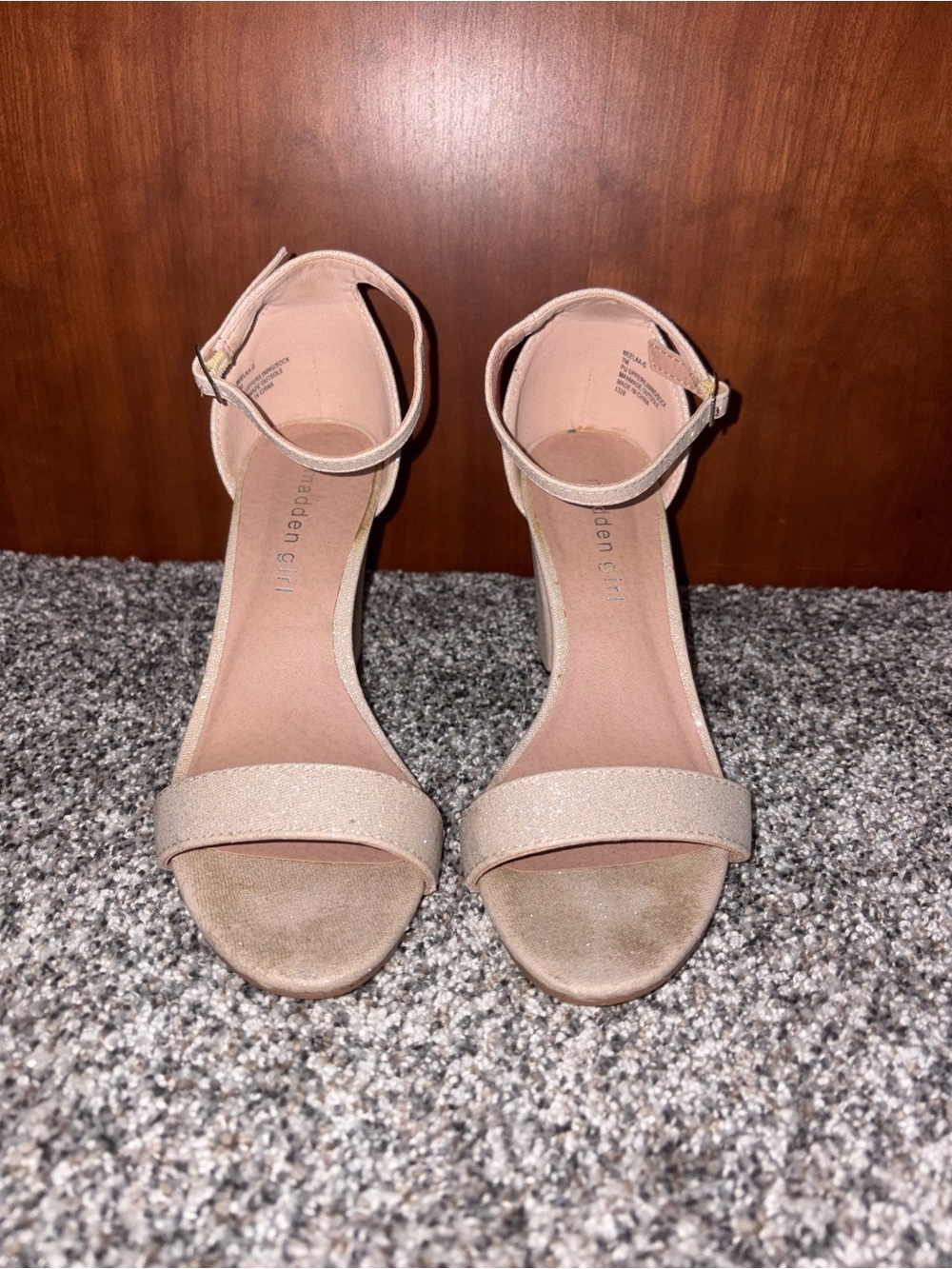 Steve Madden Nude/Blush Ankle-Strap Block Heels
